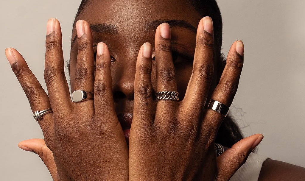 Adjustable ring collection : wear on any finger, genderless rings, stainless steel, waterproof jewelry, silver 925